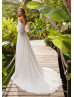 Strapless Ivory Lace Chiffon Slit Sexy Wedding Dress